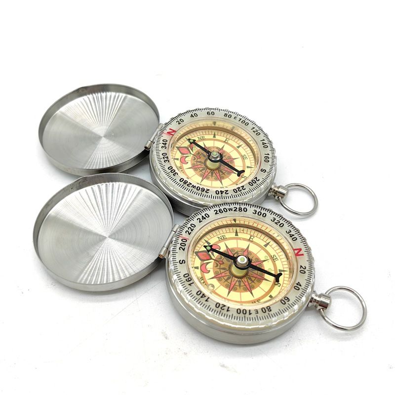 2pcs Waterproof  Compass for Hiking, Survival & Navigation – Large Dial Pocket Compass with Keychain Loop, Ideal Metal for Kids, Scouts, Hunting & Compass Gifts for Men