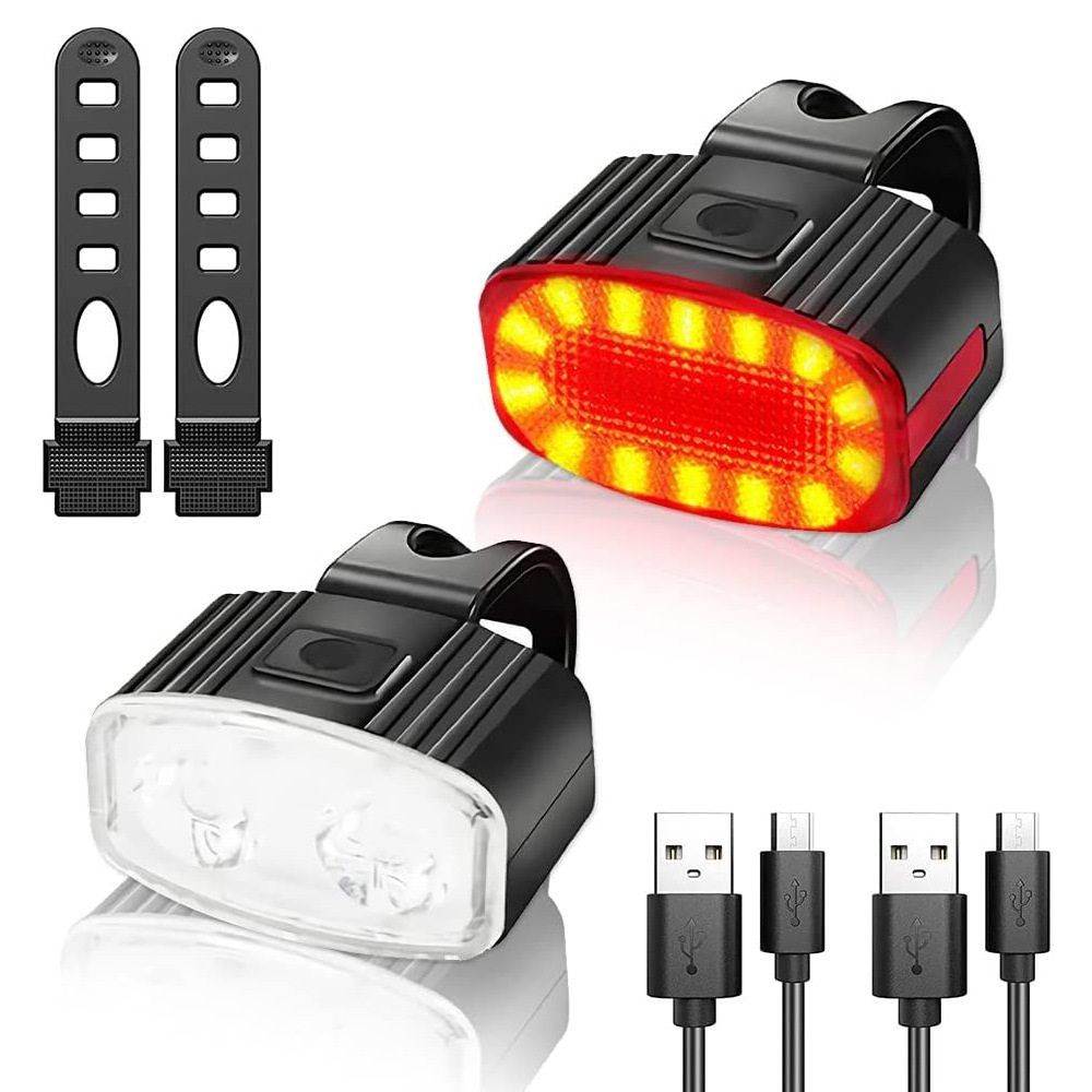 Bike Light, High Lumens Super Bright Bicycle Lite, Rechargeable Bike Headlight & Taillight Set, Waterproof Safety Bike Front & Rearlight for Road, Mountain, Night Riding