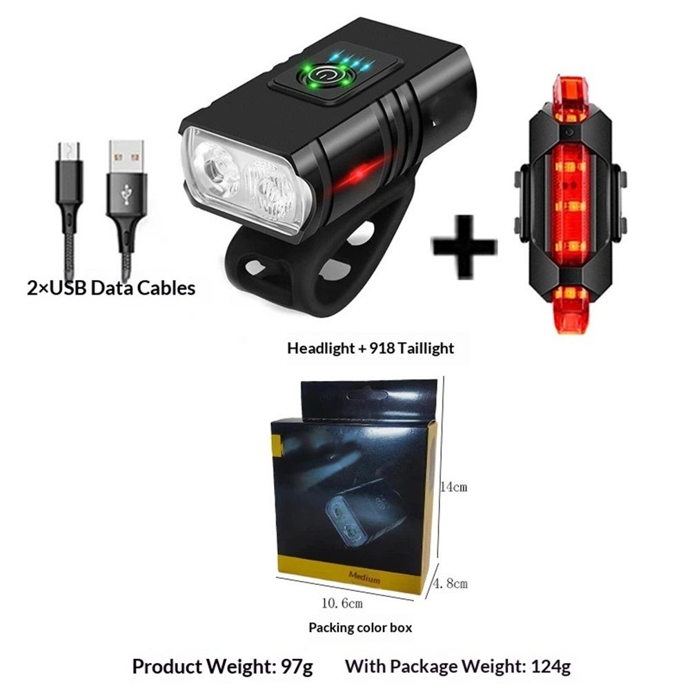Bike Light, High Lumens Super Bright Bicycle Lite, USB Rechargeable Bike Headlight & Taillight Set, Waterproof Safety Bike Front & Rearlight for Road, Mountain, Night Riding