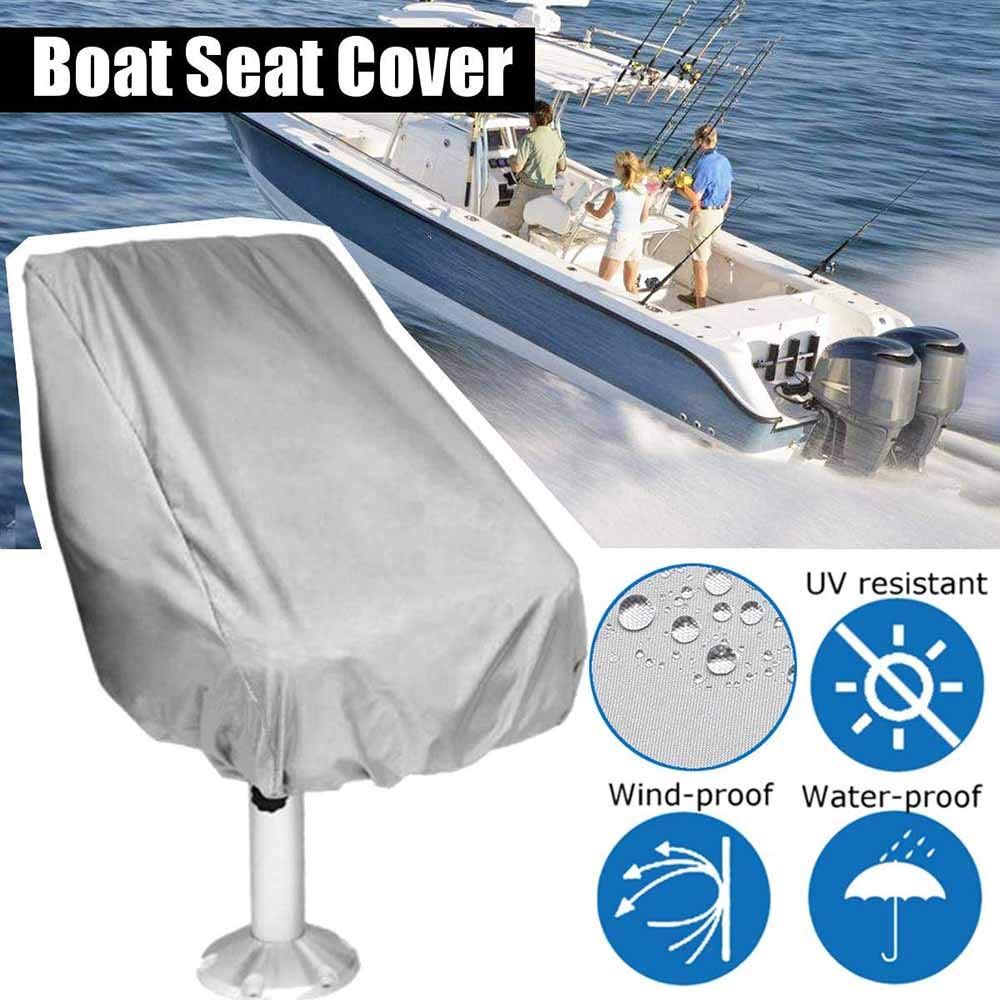 2 pack Boat Seat Cover Captain Chair Helmsman Dust Waterproof Furniture UV Resistant Elastic Closure Outdoor Yacht Ship Fishing Foldable Protection