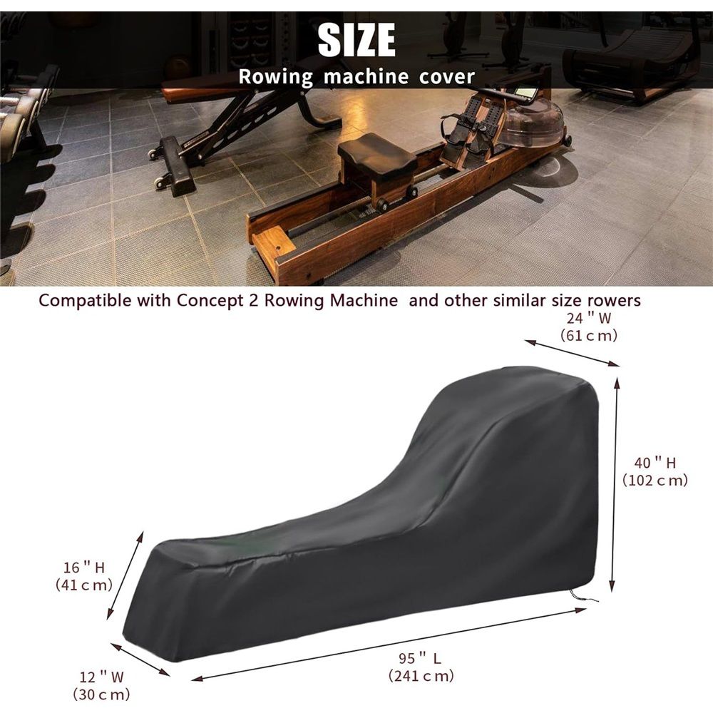 Rowing Machine Cover, Rower Outdoor Cover for Rowing Machine Waterproof Row Machine Cover for Hydrow Rowing Machine, Dustproof Fitness Equipment Protective Cover（95" L x 24" W x 40" H）