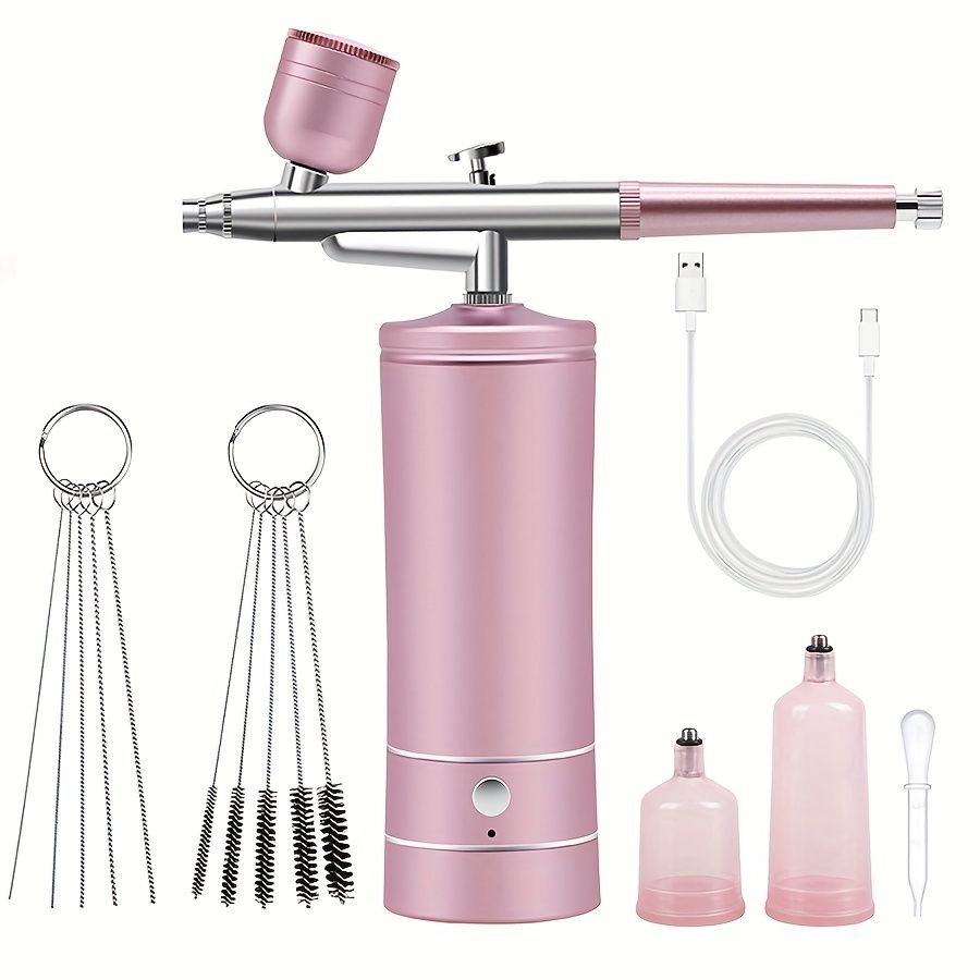 USB Rechargeable Airbrush Kit: Portable, Versatile, And Safe Compressor for Crafts, Tattoos, Cake Decorating & More with Cleaning Kit Lower waist 2-speed black pump + airbrush + 2 pots + brush