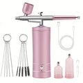USB Rechargeable Airbrush Kit: Portable, Versatile, And Safe Compressor for Crafts, Tattoos, Cake Decorating & More with Cleaning Kit Waist-length 2-speed powder pump + airbrush + 2 pots + brush