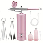 USB Rechargeable Airbrush Kit: Portable, Versatile, And Safe Compressor for Crafts, Tattoos, Cake Decorating & More with Cleaning Kit Waist-length 2-speed powder pump + airbrush + 2 pots + brush