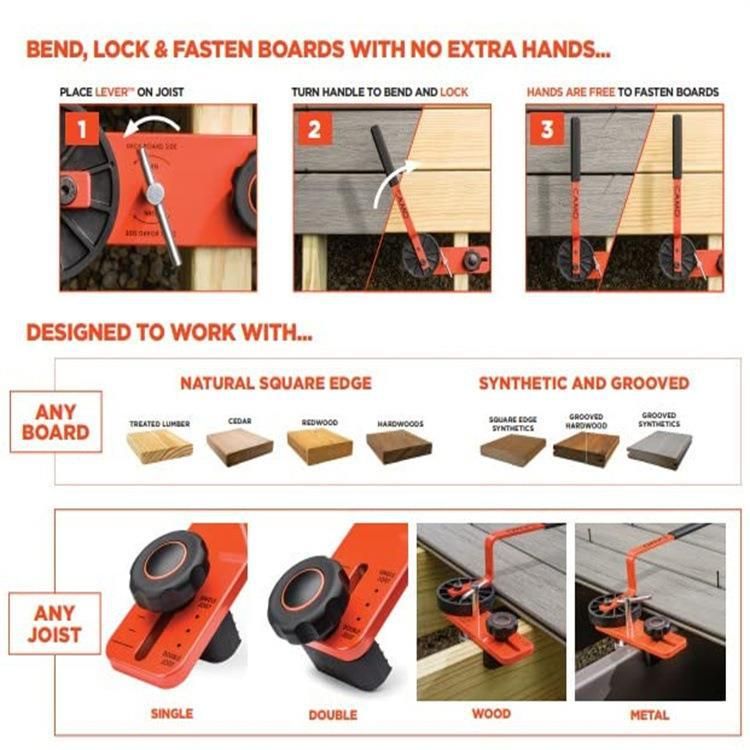 Lever Deck Board Bending, Straightening and Locking Tool for Faster & Easier Deck Installation（1 pcs）