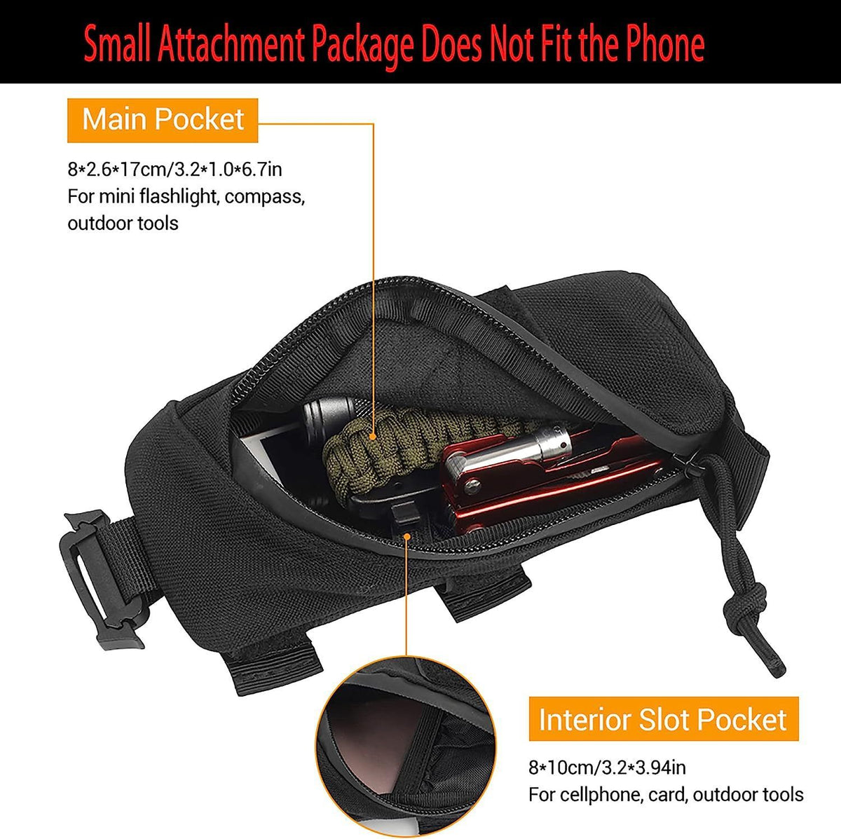 Backpack Shoulder Strap Accessory Pouch, Tool Pockets Small Compact Pouchs for Belt Outdoor Sport Hunting