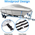Trailerable Boat Cover – 600DHeavy Duty Waterproof Tarp with Storage Bag, Designed for V-Hull, Fish & Ski, Runabout, Bass & Fishing Boats,16-18FTBlack