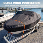 600D Heavy Duty Waterproof Boat Cover, Black, 19-21FT, 820*530cm