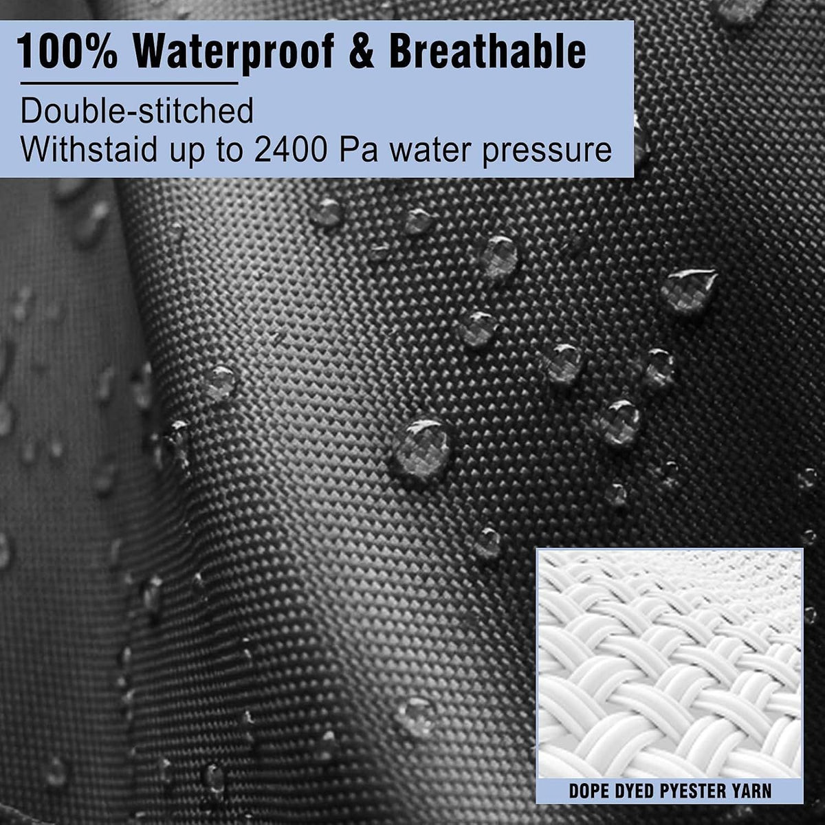 600D Heavy Duty Waterproof Boat Cover, Black, 20-22FT, 710*420cm