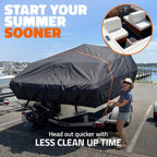 600D Heavy Duty Waterproof Boat Cover, Silver, 14-16FT, 530*290cm
