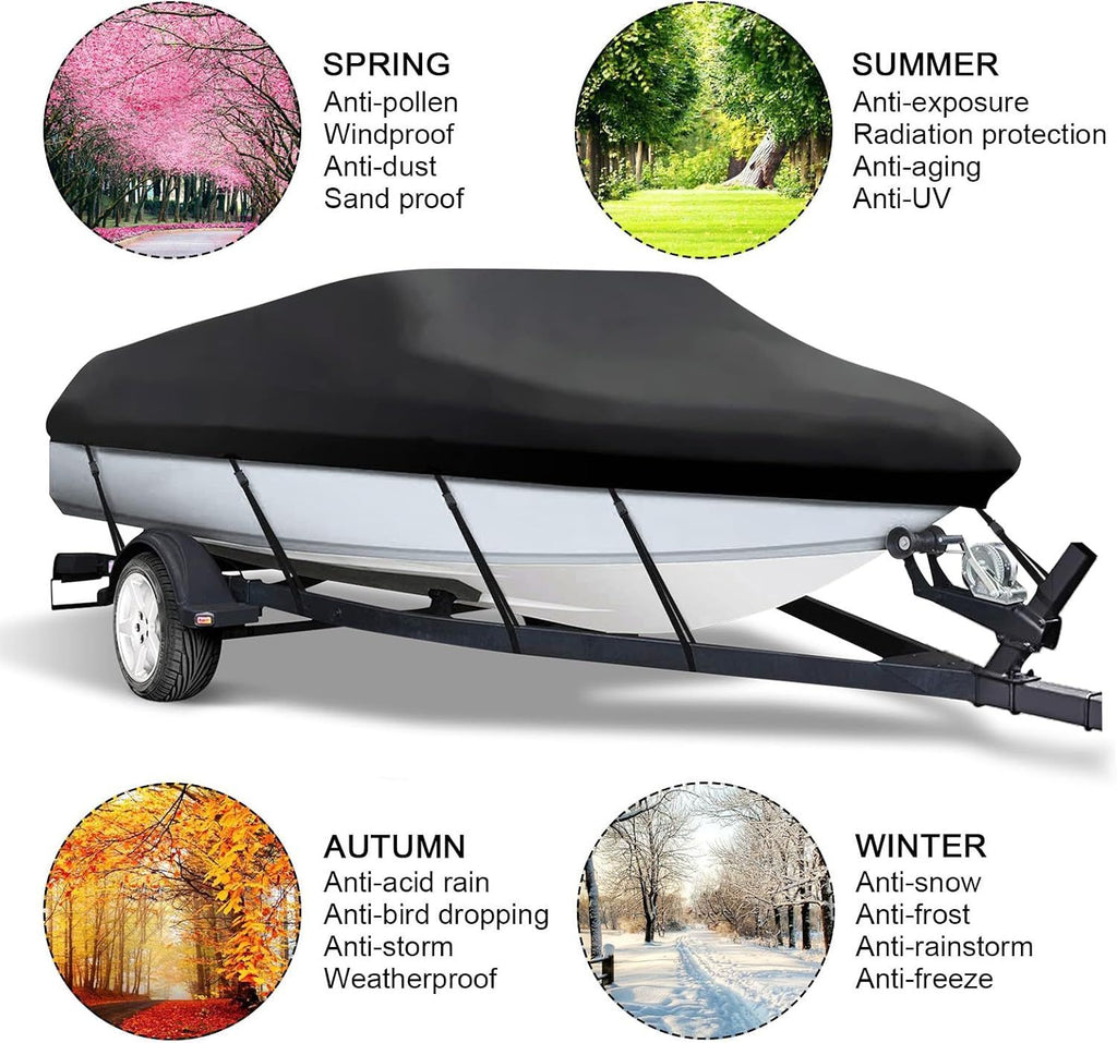 600D Heavy Duty Waterproof Boat Cover, Silver, 20-22FT, 650*320cm