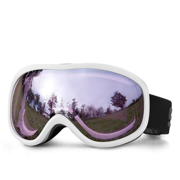 Ideal Practical Ski Gear Gift, Ventilated Anti-Reflection Ski Goggles For All-Day Outdoor Use, White Frame Purple Lens