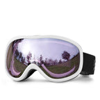 Ideal Practical Ski Gear Gift, Ventilated Anti-Reflection Ski Goggles For All-Day Outdoor Use, White Frame Purple Lens