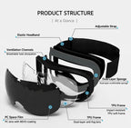 Ideal Practical Ski Gear Gift, Ventilated Anti-Reflection Ski Goggles For All-Day Outdoor Use, White Frame Purple Lens