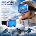 Sweet Outdoor Polarised Ski Goggles UV400, White Frame, Blue Coating Lens + Black White Strap