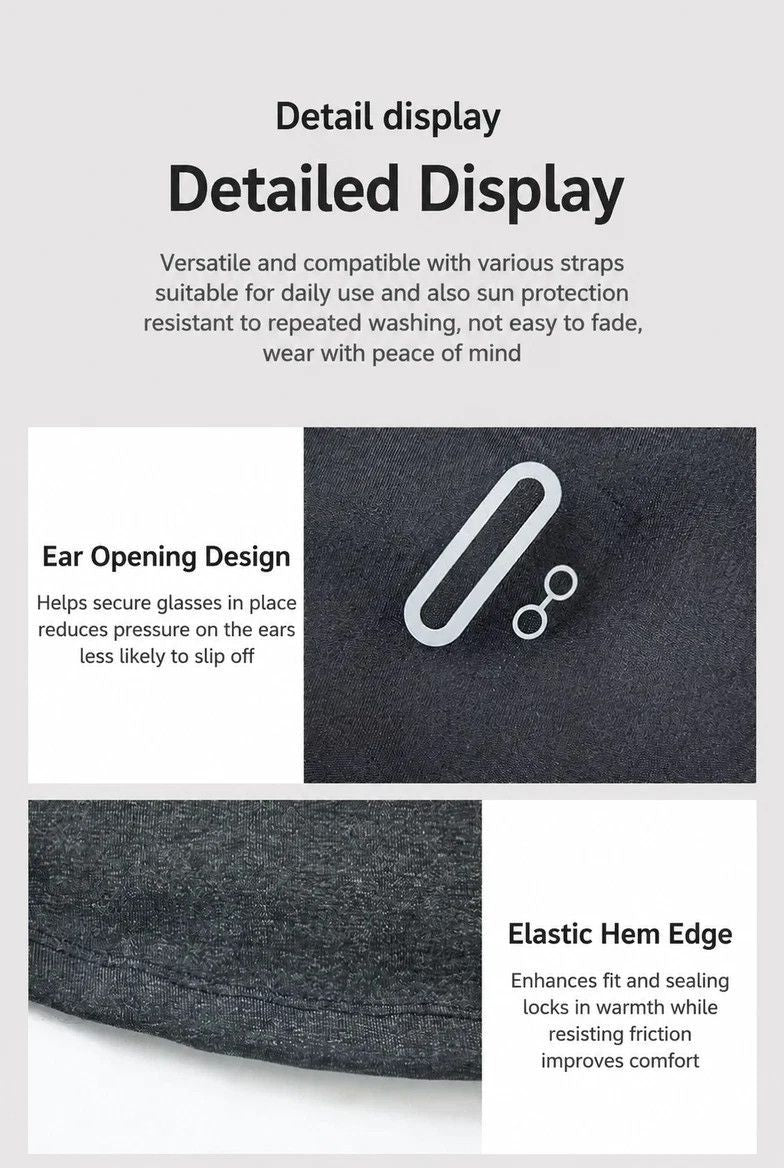 Cold Resistant Ski Face Cover, Grey Long Style With Glasses Holes, One Size, 2 Pcs