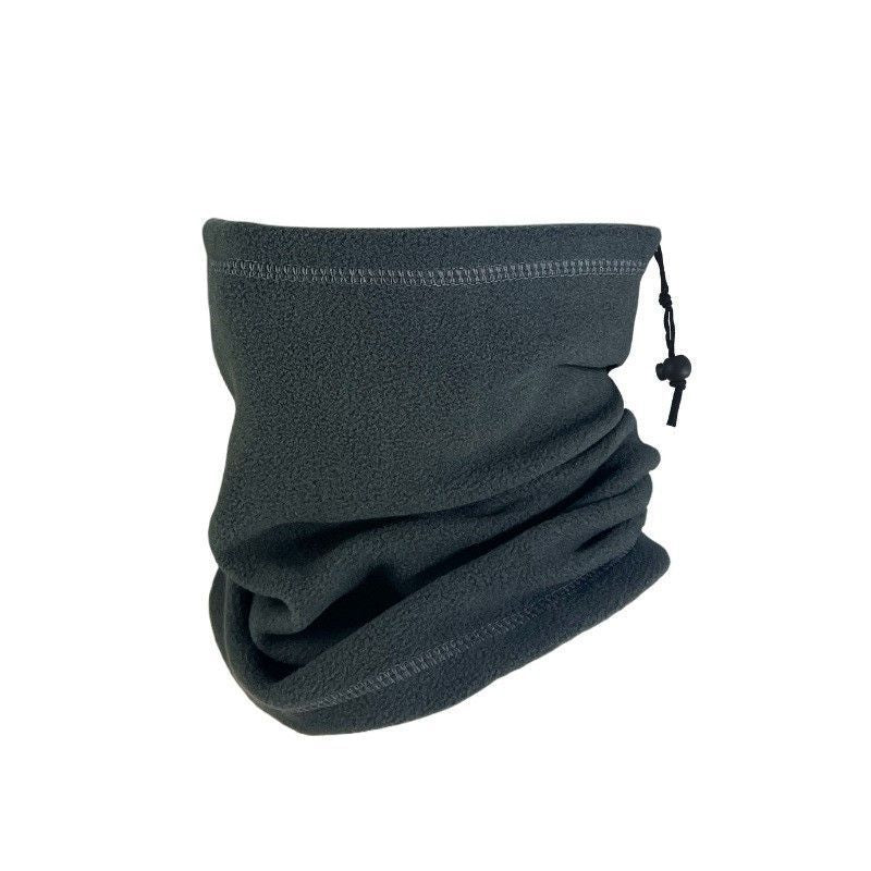 Budget Outdoor Cycling Set Polar Fleece Drawstring Neck Tubes 2 Pcs, Dark Grey, Cold Resistant Cover