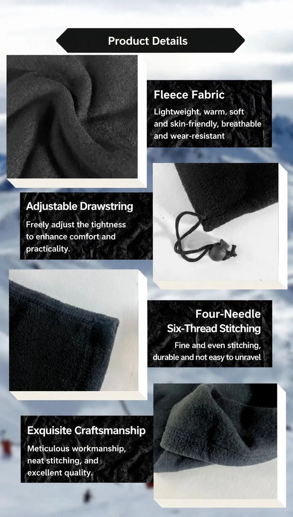 Budget Outdoor Cycling Set Polar Fleece Drawstring Neck Tubes 2 Pcs, Dark Grey, Cold Resistant Cover