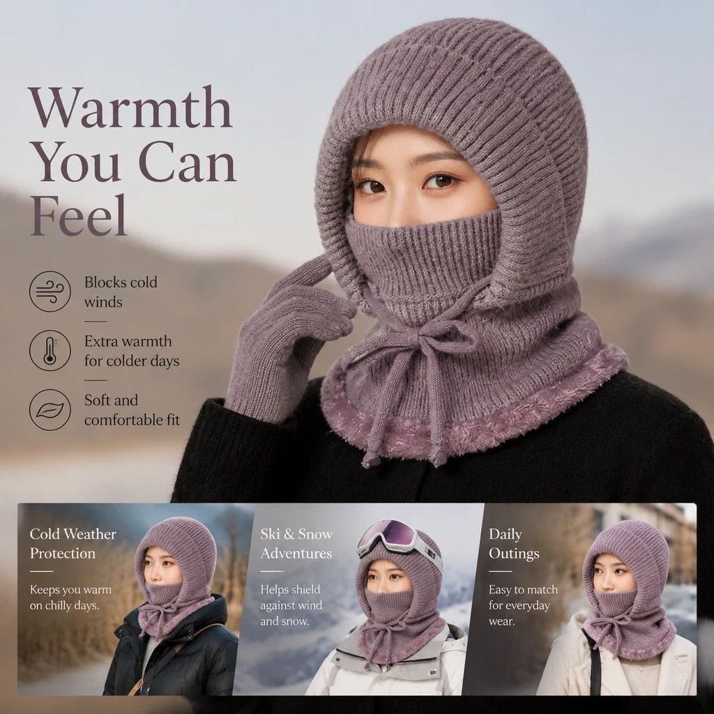 Supple Stretch Knit Snow Hat Dusty Pink One Size, Wind Resistant Fabric For Skiing & Relaxed Daily Fits