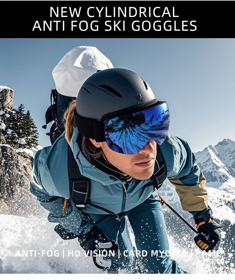 Winter Snow Sports Spherical Goggles, Anti-Fog Anti UV Ski Eyewear, Windproof Snowboard Glasses For Adults, Red Strap Gradient Lens, Cool Ski Accessory Gift
