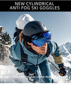 Winter Snow Sports Spherical Goggles, Anti-Fog Anti UV Ski Eyewear, Windproof Snowboard Glasses For Adults, Red Strap Gradient Lens, Cool Ski Accessory Gift