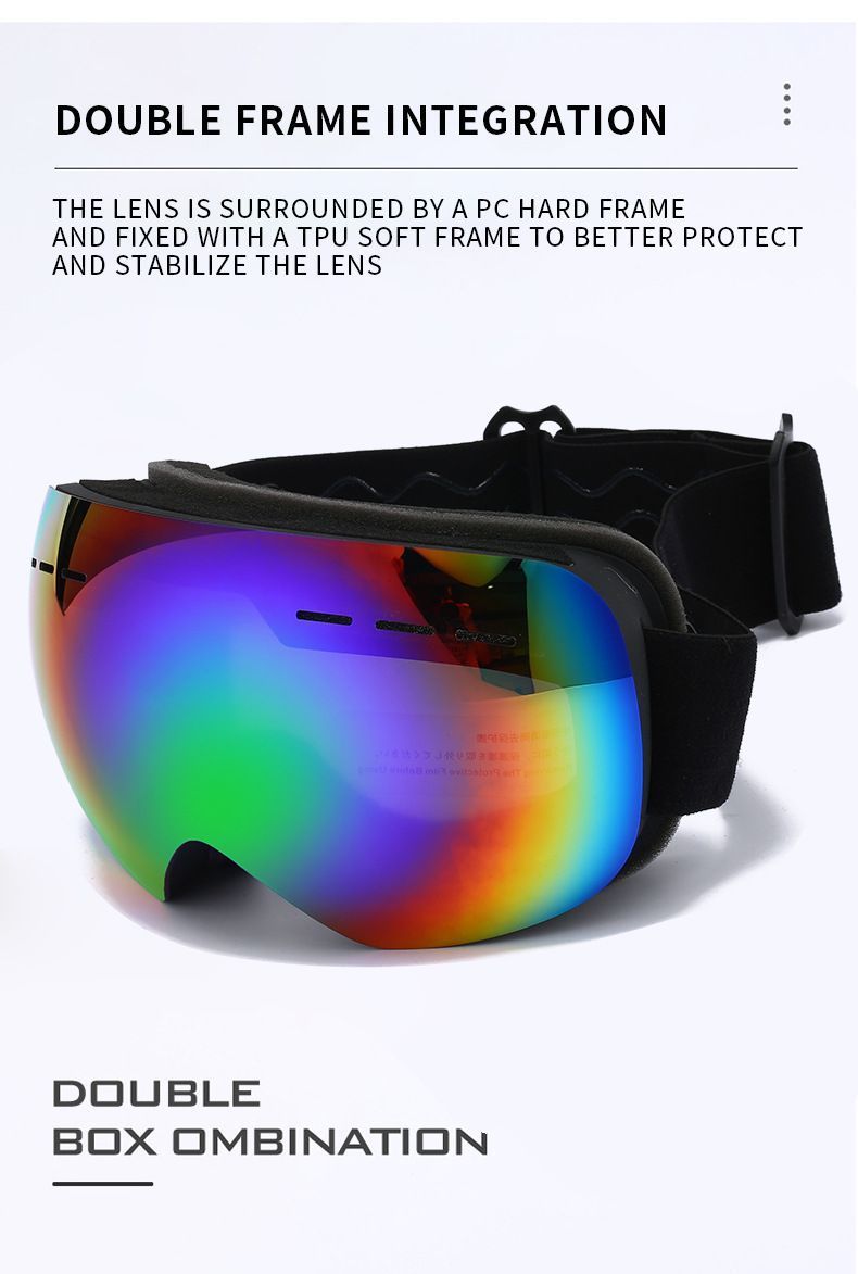 Winter Snow Sports Spherical Goggles, Anti-Fog Anti UV Ski Eyewear, Windproof Snowboard Glasses For Adults, Red Strap Gradient Lens, Cool Ski Accessory Gift