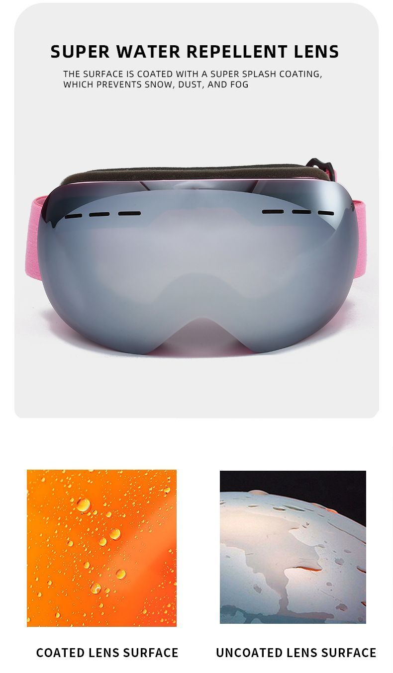 Winter Snow Sports Spherical Goggles, Anti-Fog Anti UV Ski Eyewear, Windproof Snowboard Glasses For Adults, Red Strap Gradient Lens, Cool Ski Accessory Gift