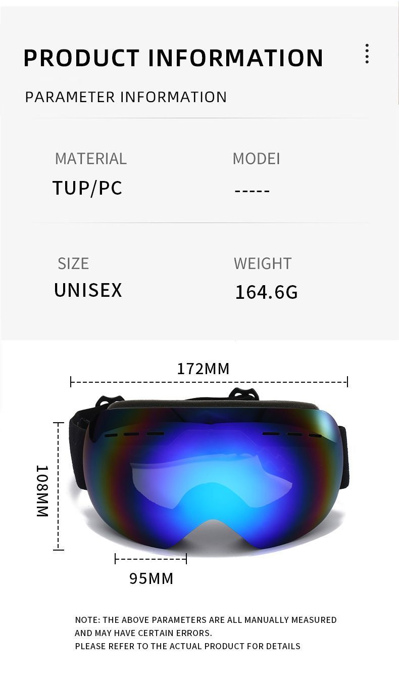 Outdoor Windproof Spherical Snow Goggles, Anti UV Anti-Fog Ski Protective Eyewear For Snowboarding, White Strap Transparent Grey Lens, Versatile Winter Sports Gift
