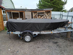 190T Polyester Taffeta Square Hull Boat Cover, Dustproof Waterproof Outdoor Vessel Protector, Black, Fits 21-24FT, 750cm*360cm, Heavy Duty Outdoor Boat Shield