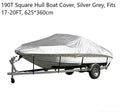 190T Polyester Taffeta Square Hull Boat Cover, Outdoor Weatherproof Boat Protective Cover, Silver Grey, Fits 17-20FT, 625cm*360cm, Convenient For Outdoor Berthing