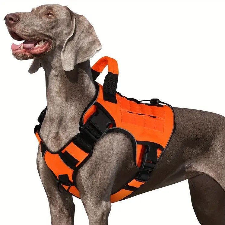 Orange XL | Bright Waterproof Dog Harness Vest | Halloween High Vis Gear | for Extra Large Hunting Dogs