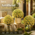Soft Yellow Faux Eucalyptus Violet 3 Pack Outdoor Stake Interior Shooting Flower