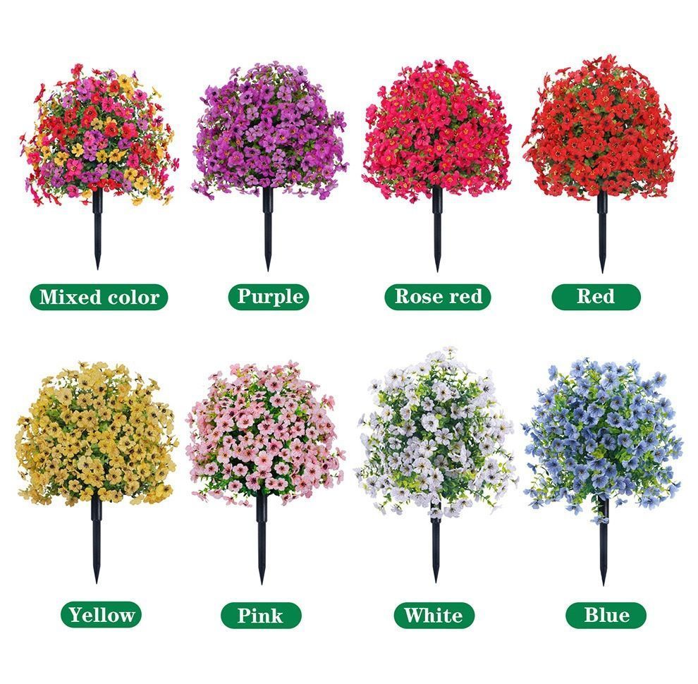 Soft Yellow Faux Eucalyptus Violet 3 Pack Outdoor Stake Interior Shooting Flower