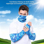 Rose Red Camo Statement Sun Guard Set, Integrated Sun Sleeves Gloves Neck Tube, Eye‑Catching For Outdoor Photo Shooting, Christmas Outdoor Photography Supply, One Size, Camo Rose Red Mask, 2 Pcs