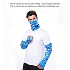 Rose Red Camo Statement Sun Guard Set, Integrated Sun Sleeves Gloves Neck Tube, Eye‑Catching For Outdoor Photo Shooting, Christmas Outdoor Photography Supply, One Size, Camo Rose Red Mask, 2 Pcs