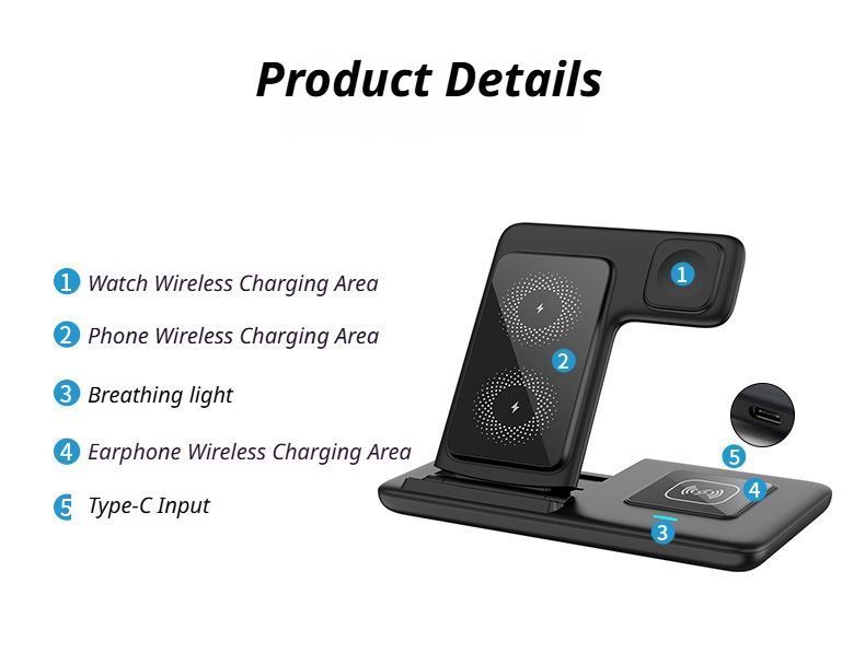 Black 3-in-1 Wireless Charger