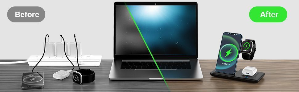 Black 3-in-1 Wireless Charger