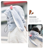 Cartoon Rabbit Ear Thermal Hat: Three-in-One Design, Cute and Warm, Perfect for Cycling and Skiing, Adorable All Winter Long!/beige