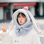 Cartoon Rabbit Ear Thermal Hat: Three-in-One Design, Cute and Warm, Perfect for Cycling and Skiing, Adorable All Winter Long!/beige