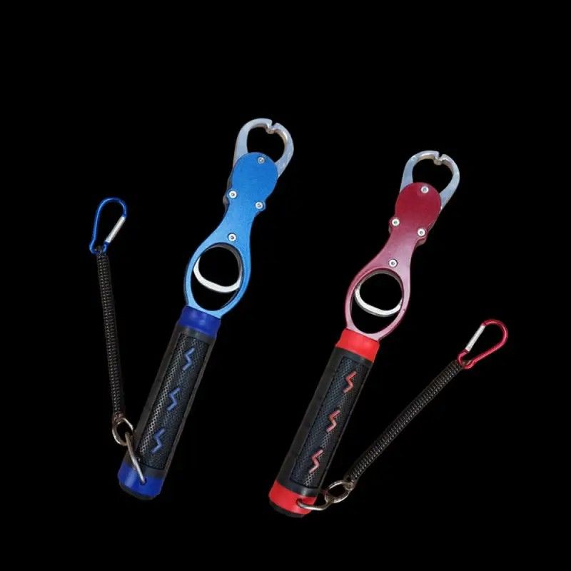 Aluminum Alloy Fish Control & Weighing Tool – Curved Jaw Anti-slip Lock, 18KG Instant Reading Scale(BLUE)