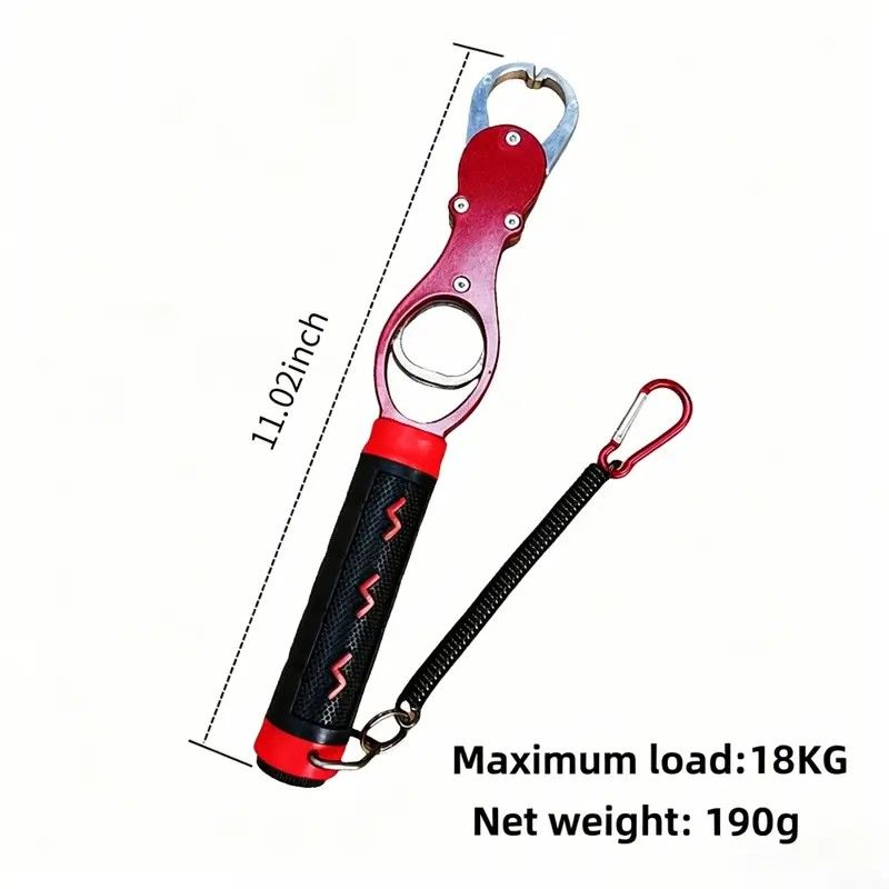 Aluminum Alloy Fish Control & Weighing Tool – Curved Jaw Anti-slip Lock, 18KG Instant Reading Scale(BLUE)