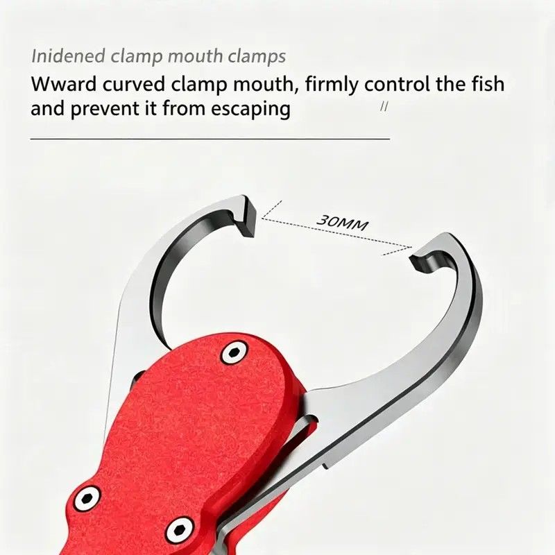 Aluminum Alloy Fish Control & Weighing Tool – Curved Jaw Anti-slip Lock, 18KG Instant Reading Scale(BLUE)