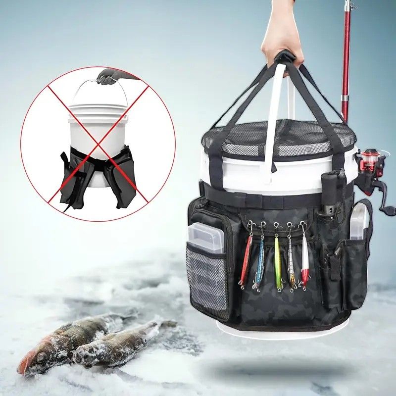 Multi-Functional Tactical Fishing Bucket Backpack, Waterproof Large Capacity, Built-in Livewell, All Gear Storage in One Bag