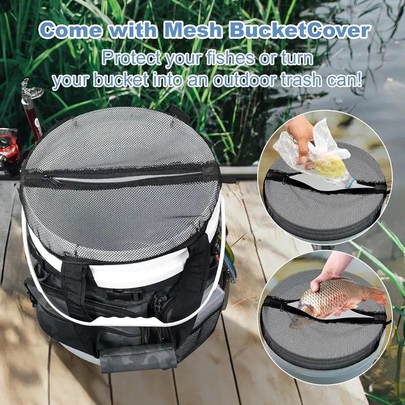 Multi-Functional Tactical Fishing Bucket Backpack, Waterproof Large Capacity, Built-in Livewell, All Gear Storage in One Bag