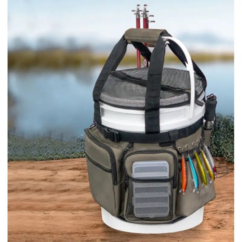 Multi-Functional Tactical Fishing Bucket Backpack, Waterproof Large Capacity, Built-in Livewell, All Gear Storage in One Bag