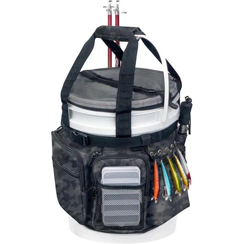 Multi-Functional Tactical Fishing Bucket Backpack, Waterproof Large Capacity, Built-in Livewell, All Gear Storage in One Bag