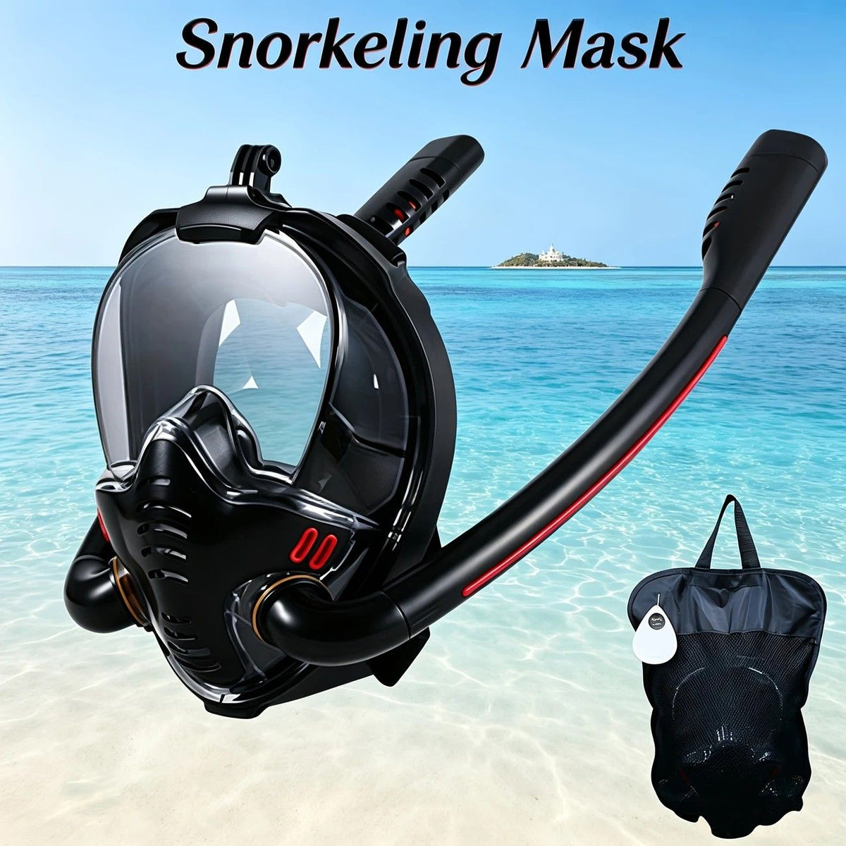 Adult Full Face Snorkel Mask Dual Tube 180° Panoramic Anti-Fog, Unisex Snorkelling Gear for Outdoor Water Sports S/M.white+blue