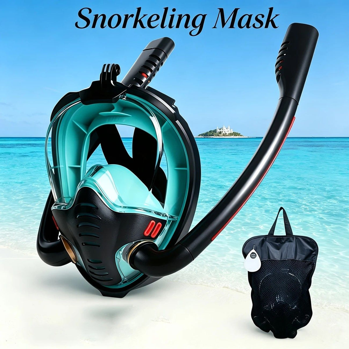 Adult Full Face Snorkel Mask Dual Tube 180° Panoramic Anti-Fog, Unisex Snorkelling Gear for Outdoor Water Sports S/M.white+blue
