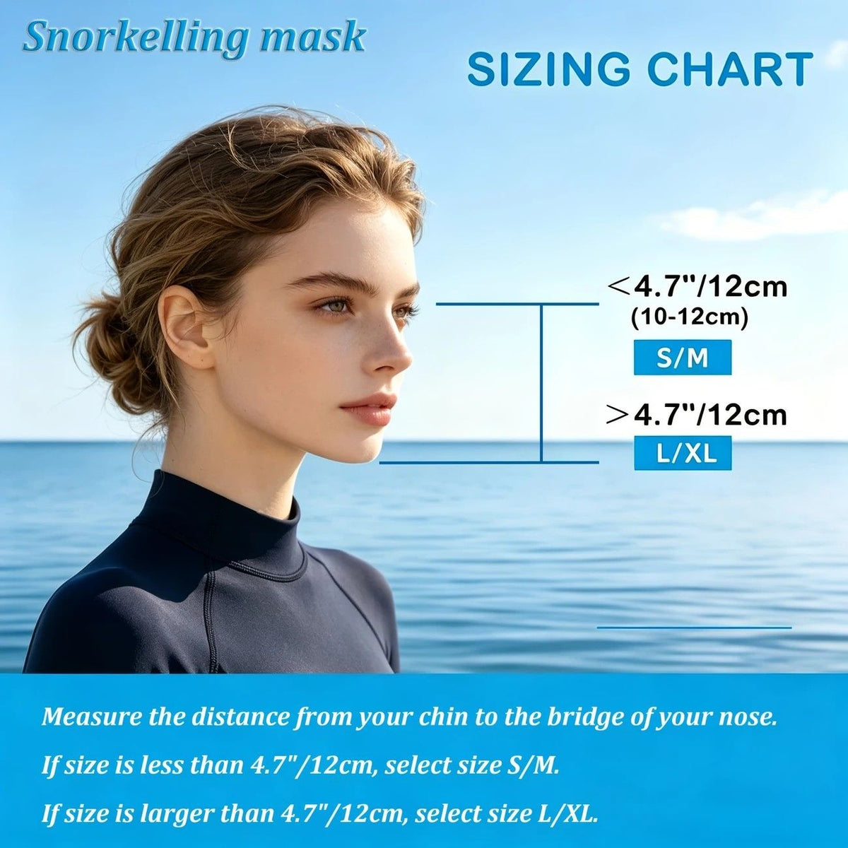 Adult Full Face Snorkel Mask Dual Tube 180° Panoramic Anti-Fog, Unisex Snorkelling Gear for Outdoor Water Sports L/XL. BLACK