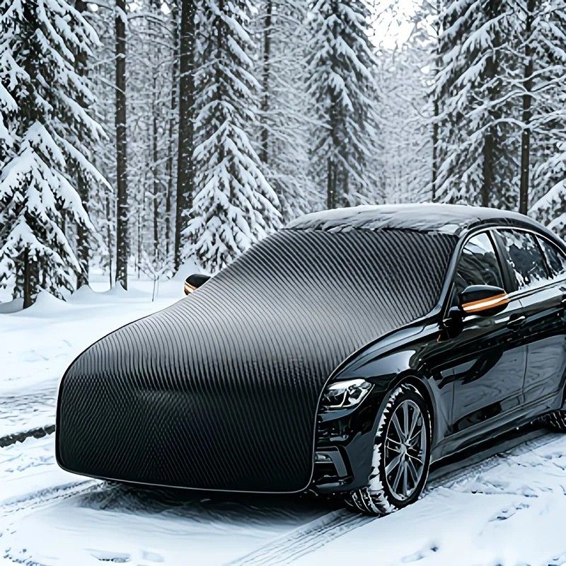 All-season universal semi car cover with portable design, compatible with various vehicle models. Effectively blocks sunlight, prevents snow and falling leaves. Enjoy an extra 10 minutes of sleep every day. Hassle-free car protection all year round.